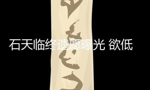 低调遗愿 欲搞追临终曝光处理石天身后事拒思会