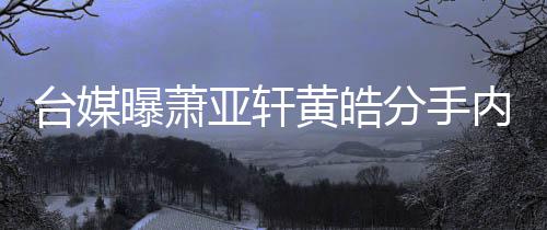 黄皓后状亚轩台媒态差内幕选择分手分手曝萧伤